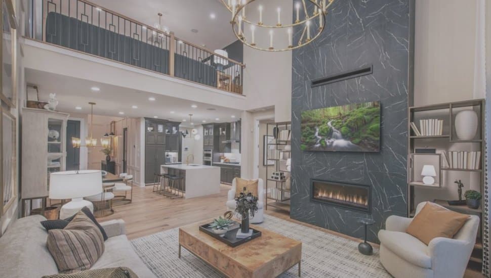 Model living room from Toll Brother's Regency at Rockhill Ridge.