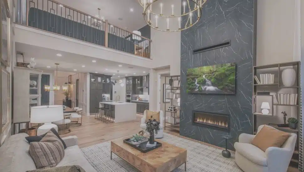 Model living room from Toll Brother's Regency at Rockhill Ridge.