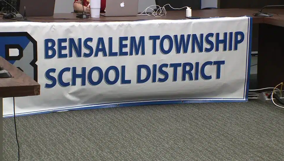Bensalem Township School District sign.