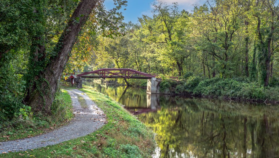 A trail along the Delaware Canal in Bucks County, Pennsylvania.