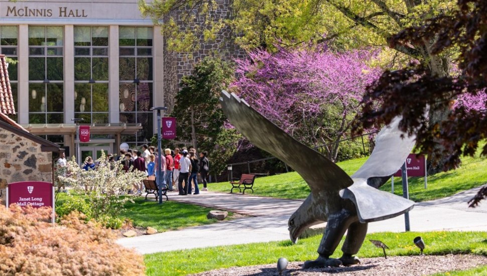 College campus in spring.
