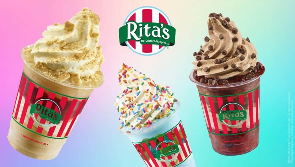 New Gelati Sundae flavors with rainbow background.