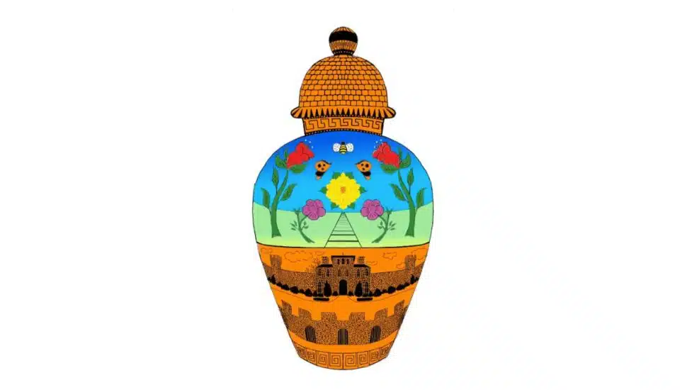 Roberto Lugo's ceramic design digital rendering.