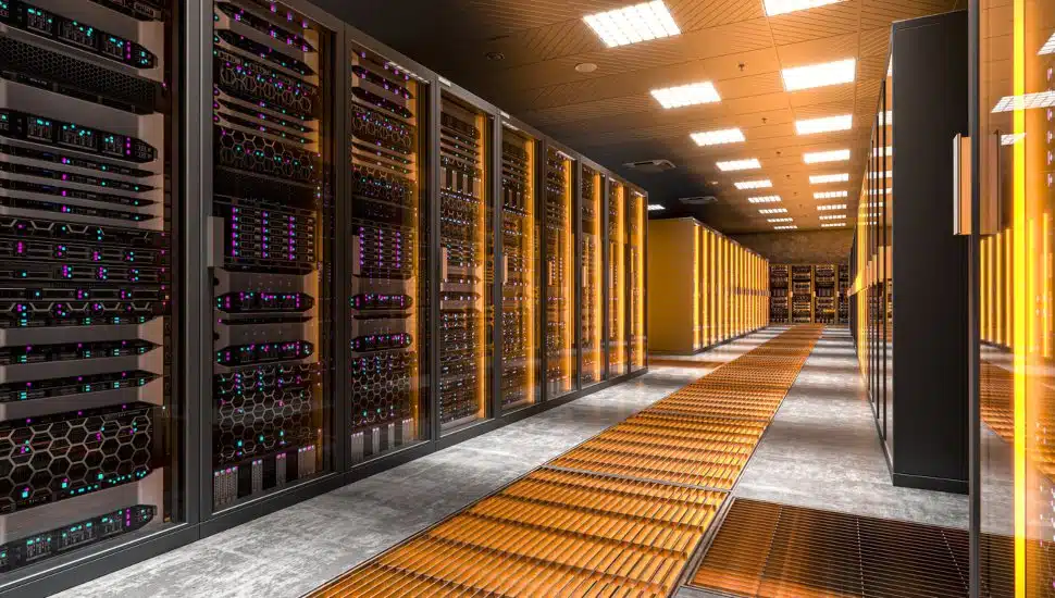 Server room with modern technologies.