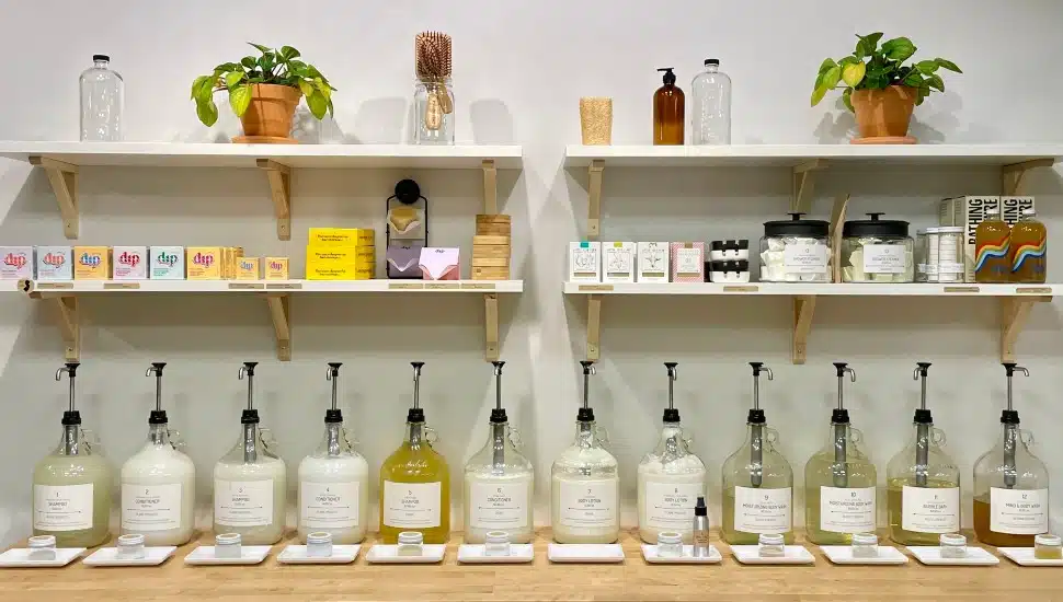 Shampoo and soap at the Yardley Refillery.