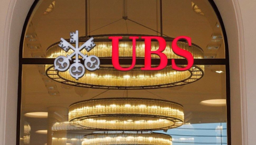 The UBS sign and logo.