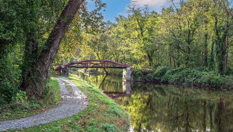 The Delaware Canal Towpath winds through Bucks County.