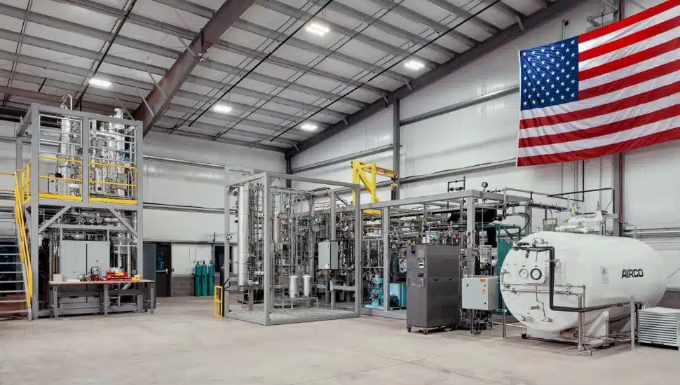 Inside AIRCO's new New Britain facility, the company's carbon-conversion fuel systems stand ready for production.