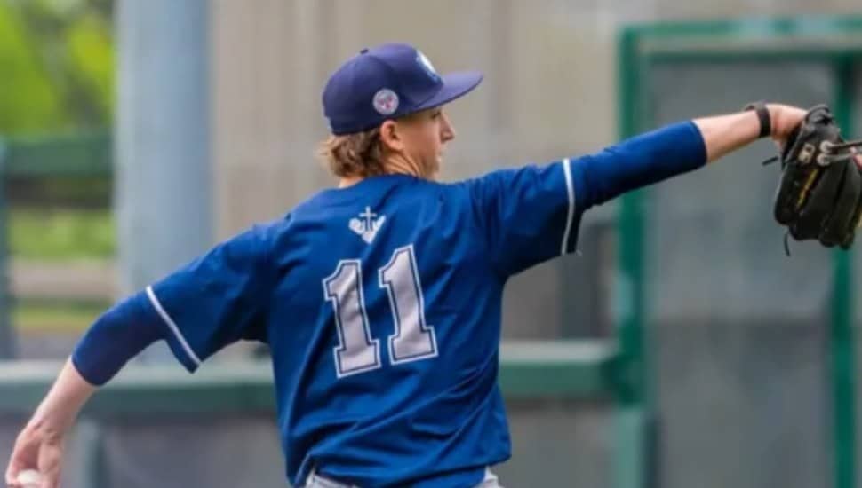 Brady Guzzie pitches for Conwell-Egan Catholic High School.