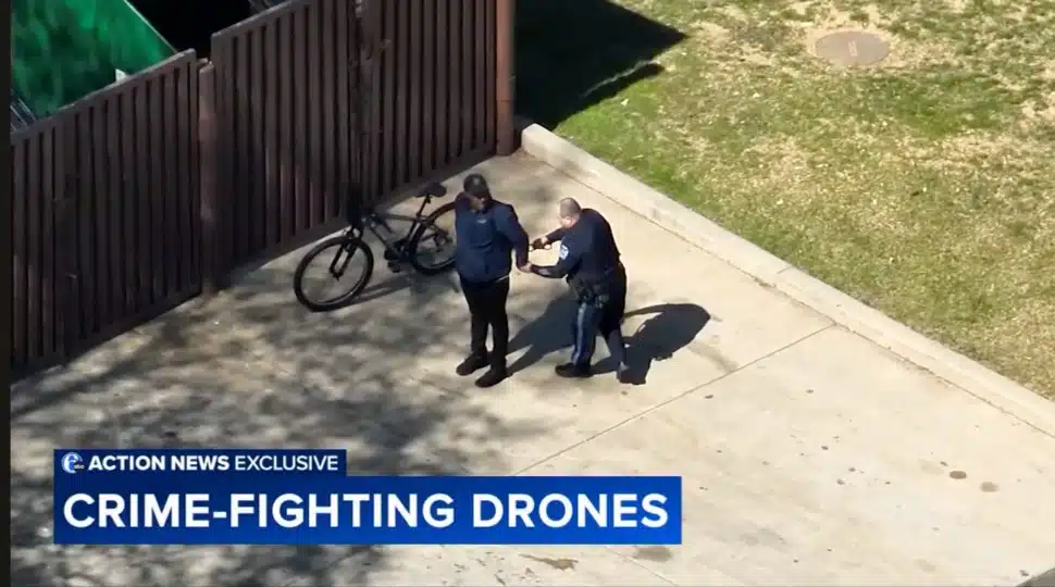 Bensalem Police officer makes an arrest in the bicycle theft case captured by drone footage, as seen in the 6abc Action News exclusive report on the township's crime-fighting drone program.