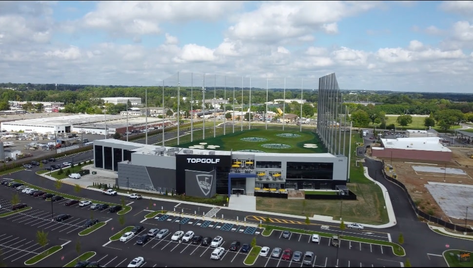 Aerial view of TopGolf Philadelphia.