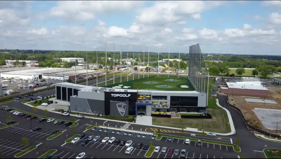 Aerial view of TopGolf Philadelphia.