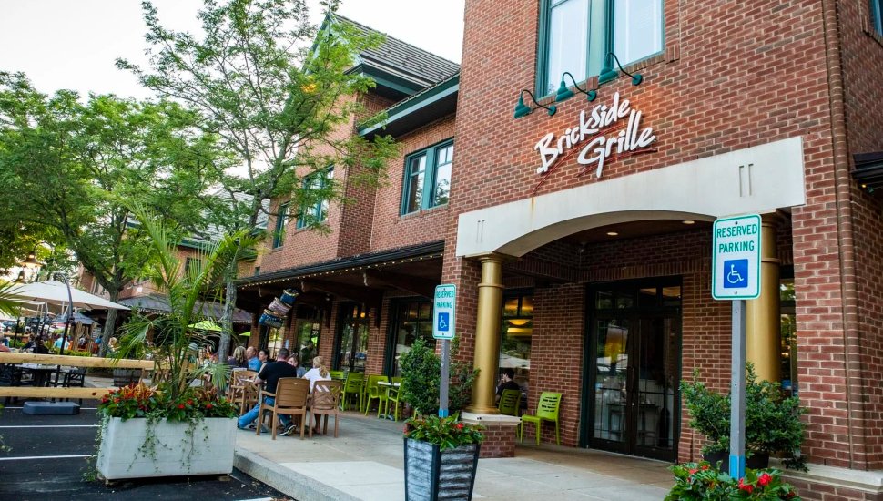 Brickside Grille front entrance and patio.