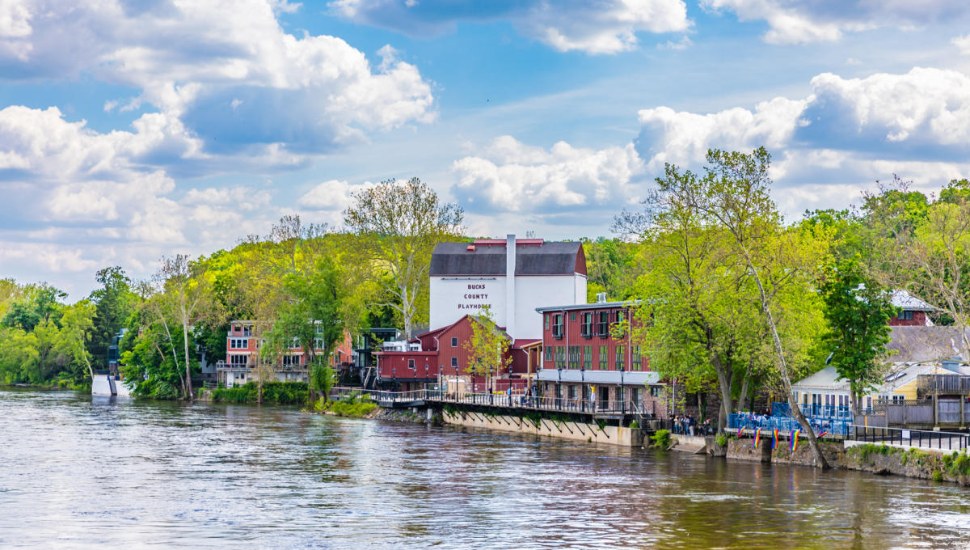 New Hope’s scenic Delaware River waterfront, home to the iconic Bucks County Playhouse and a gateway to a weekend's worth of arts, history, and exploration.