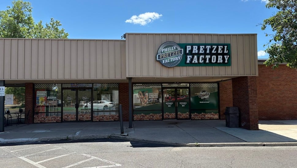The new Philly Pretzel Factory storefront at the East Street Center in Doylestown, where the shop opened its doors at 7 a.m. on June 17.