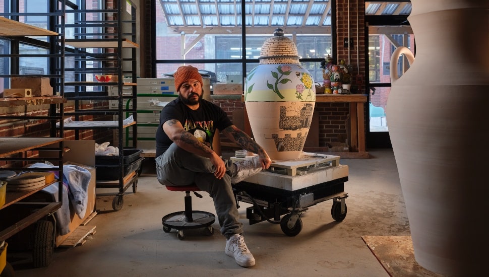 Roberto Lugo In his studio.