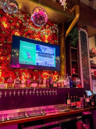 The bar inside of the Pink Elephant